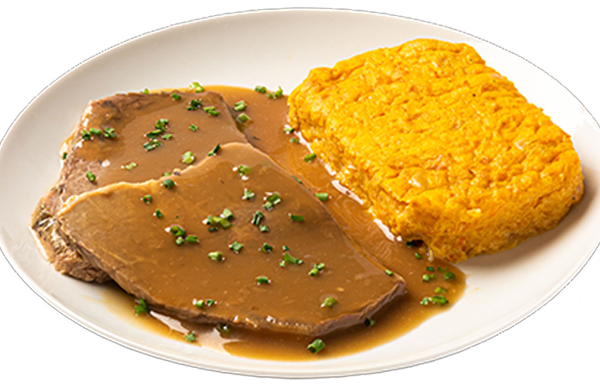 Carne Braseada con Budín Amarillo