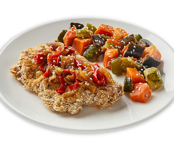 Milanesa de Carne con ratatouille