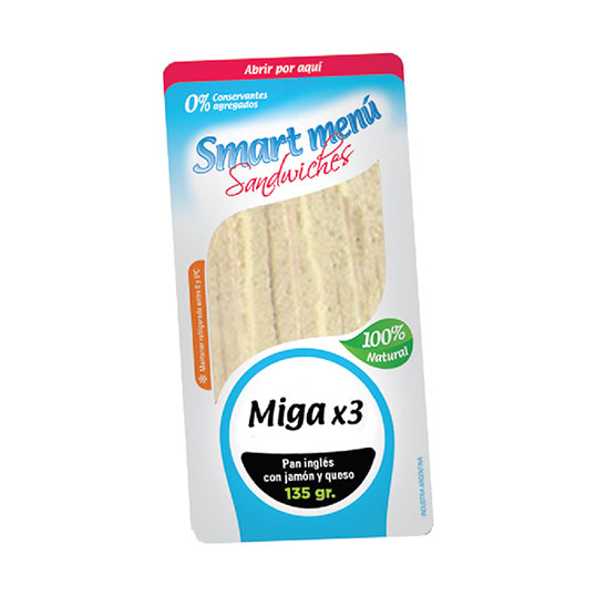 Triple de Miga con Jamón y Queso (3 unidades)