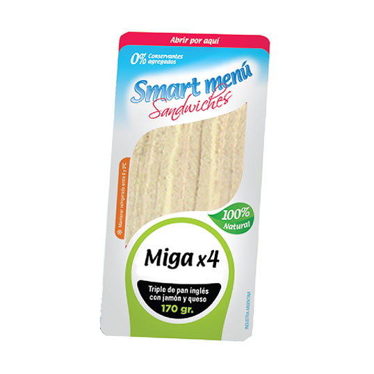 Triple de Miga con Jamón y Queso (4 unidades)