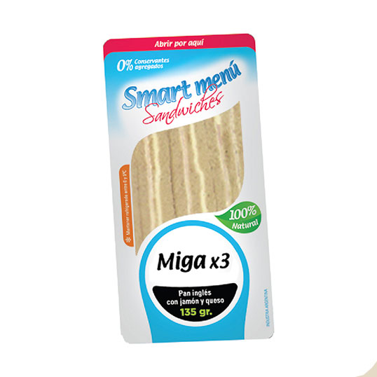Triple de Miga Negro con Jamón y Queso (3 unidades)