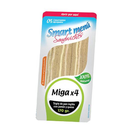 Triple de Miga Negro con Jamón y Queso (4 unidades)